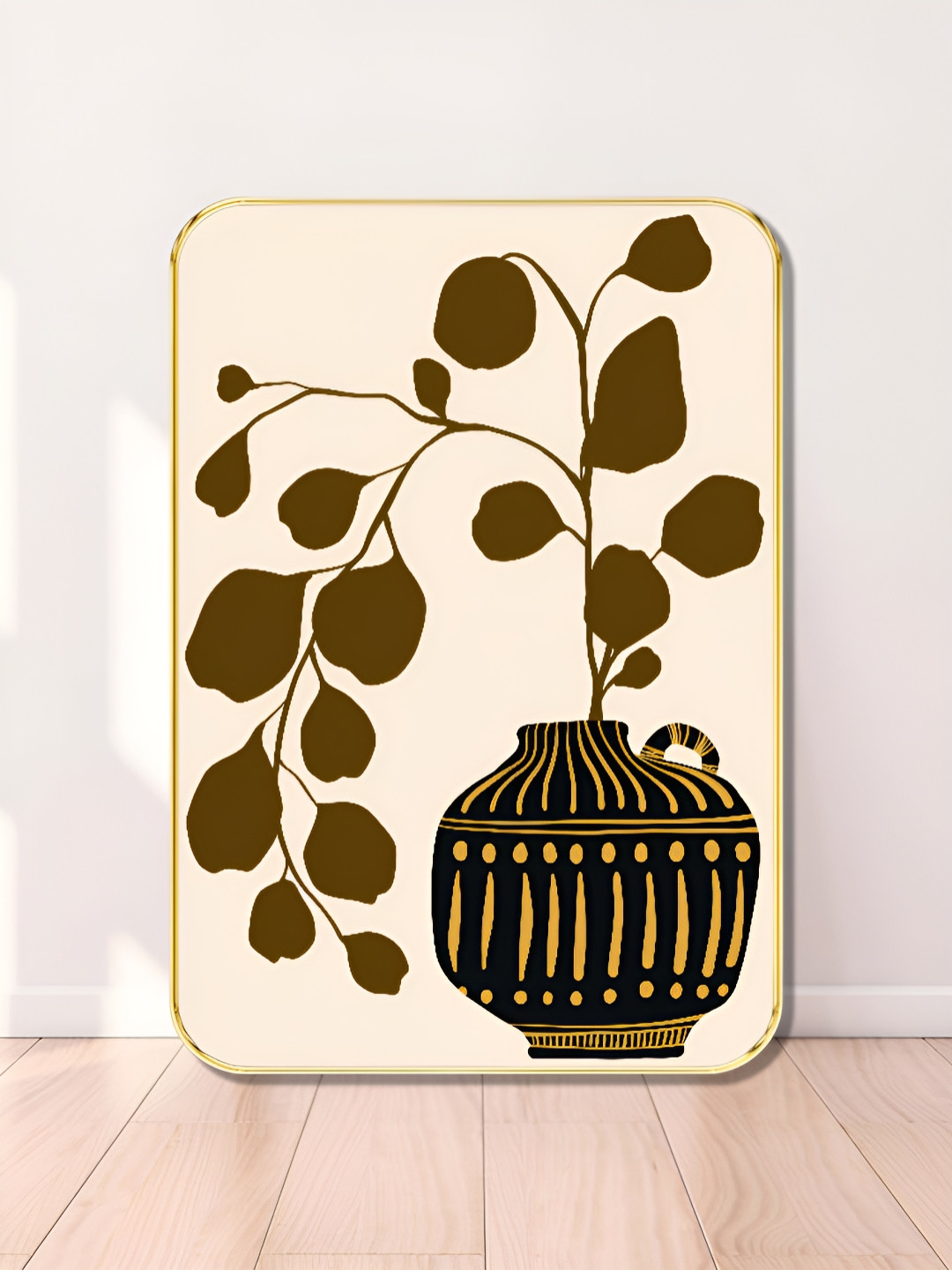 Myntra Elegant Homes Pink & Olive Green Boho Botanical Wooden Wall Art