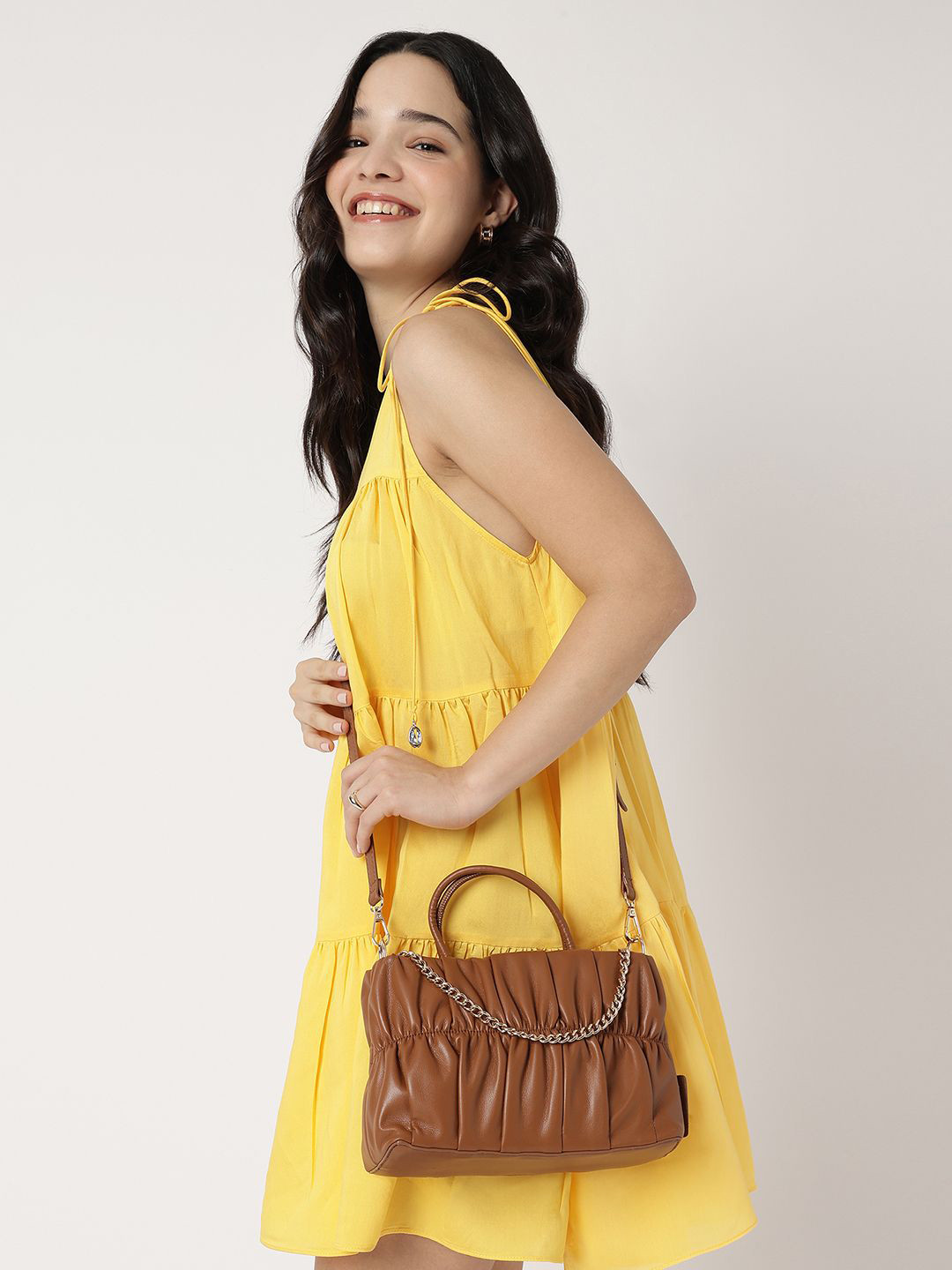 Fastrack Gathered faux leather Satchel