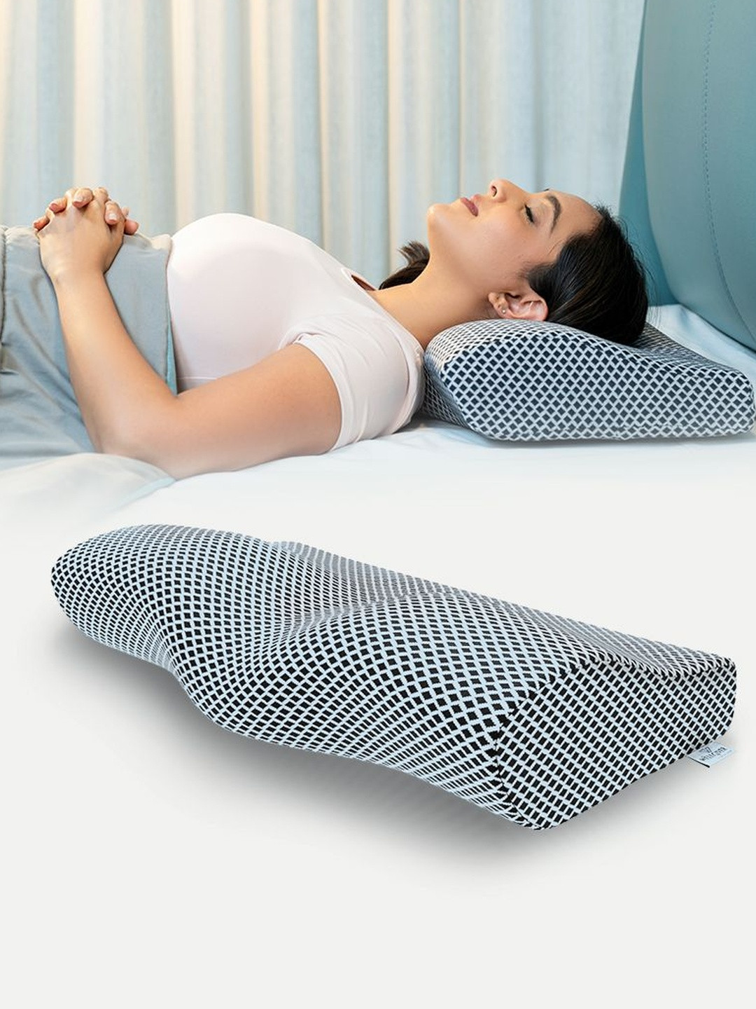 WELLGIVER Multicoloured Memory Foam Filled Polycotton Breathable Sleep Pillow