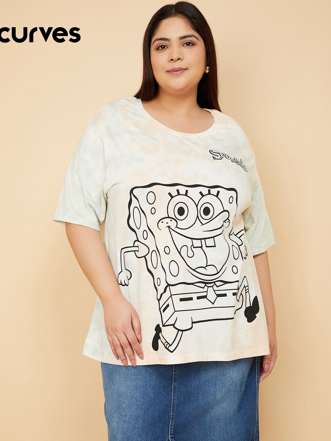 max Women Spongebob Printed Pure Cotton T-shirt