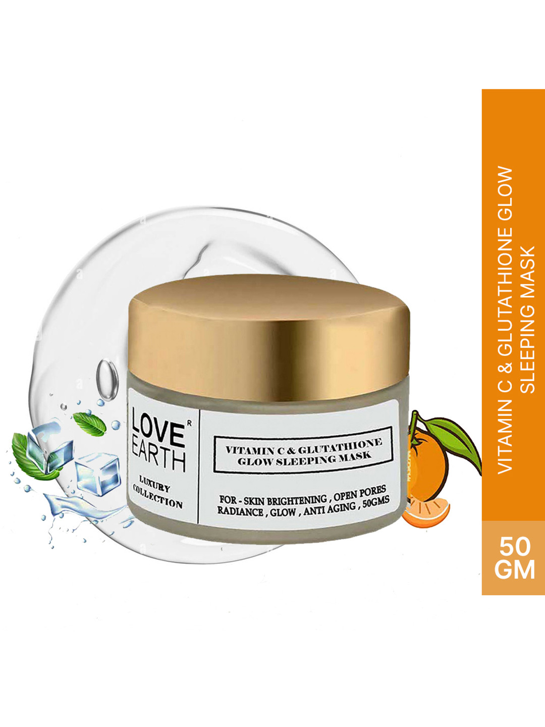 LOVE EARTH Vitamin C & Glutathione Glow Sleeping Mask for Skin Brightening - 50g