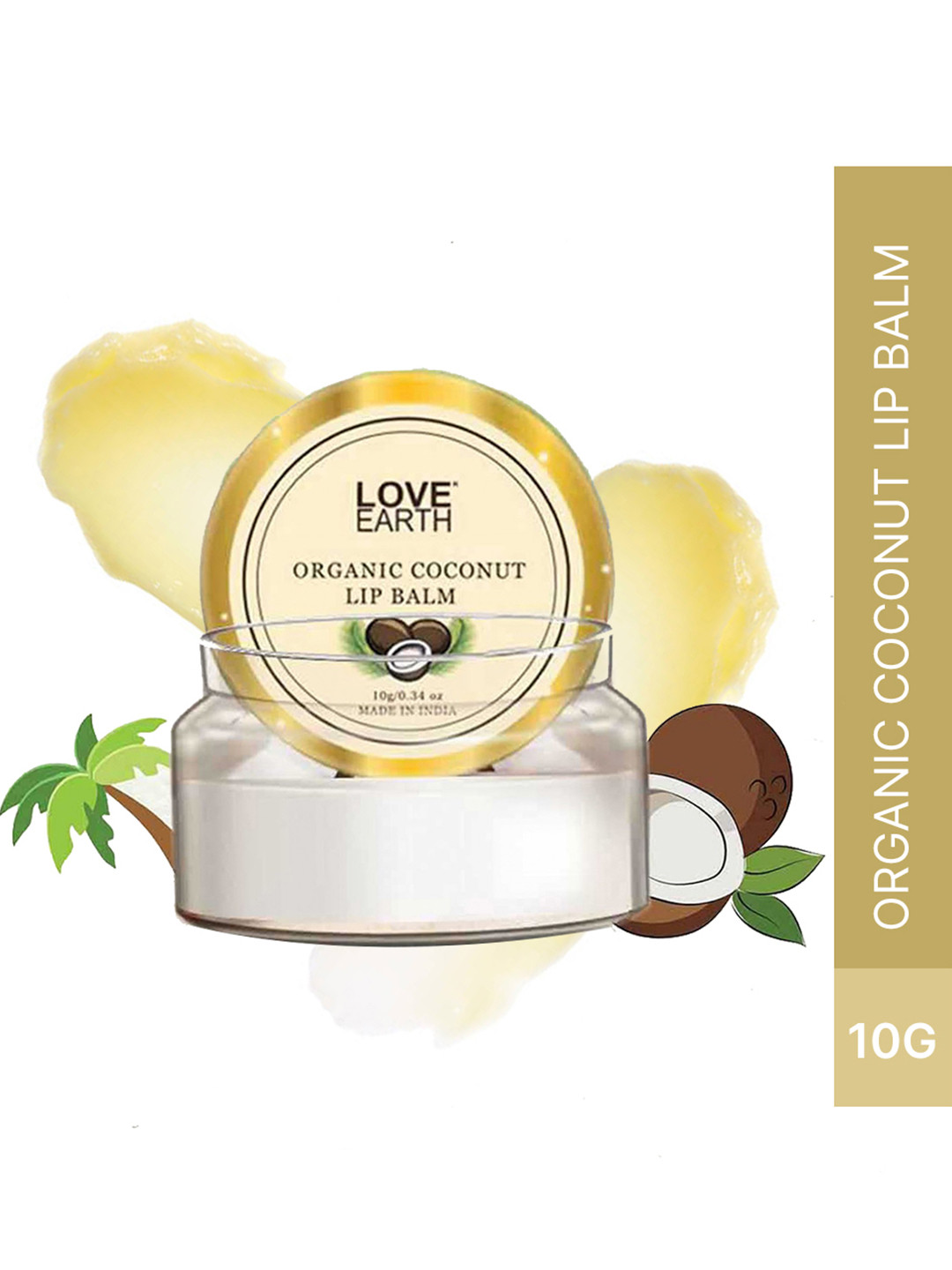 LOVE EARTH Coconut Lip Balm for Dry & Chapped Lips with Vitamin E & Shea Butter - 10g