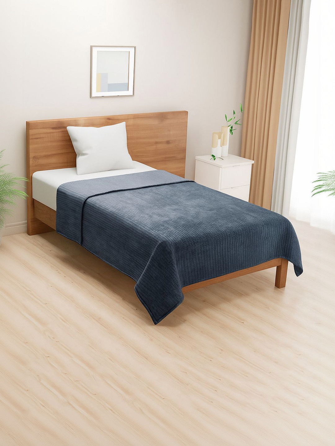 SWAYAM Navy Blue Fleece 233 GSM Mild Winter Lightweight Single Dohar