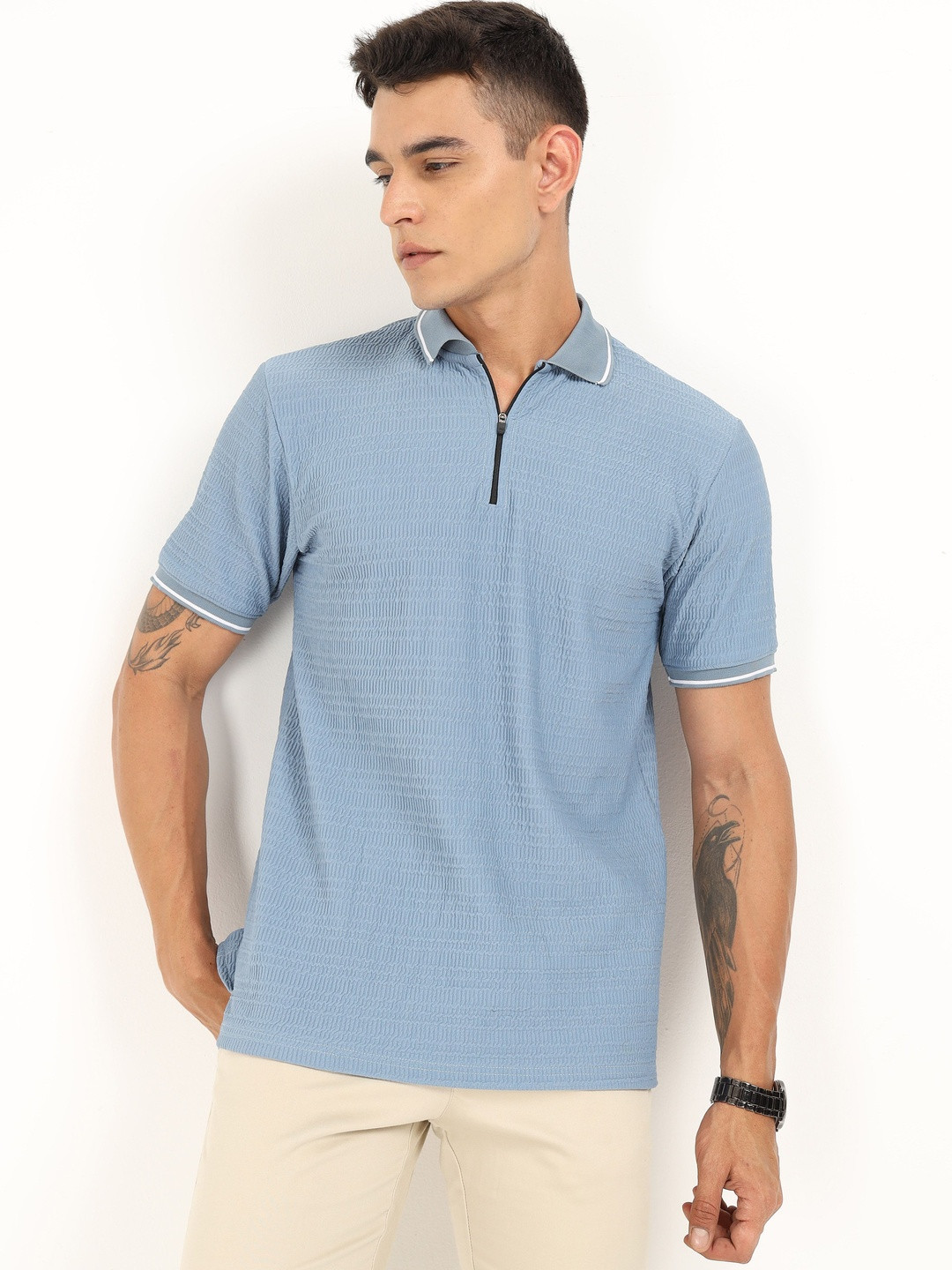 THE BEETEL HOUSE Men Polo Collar T-shirt