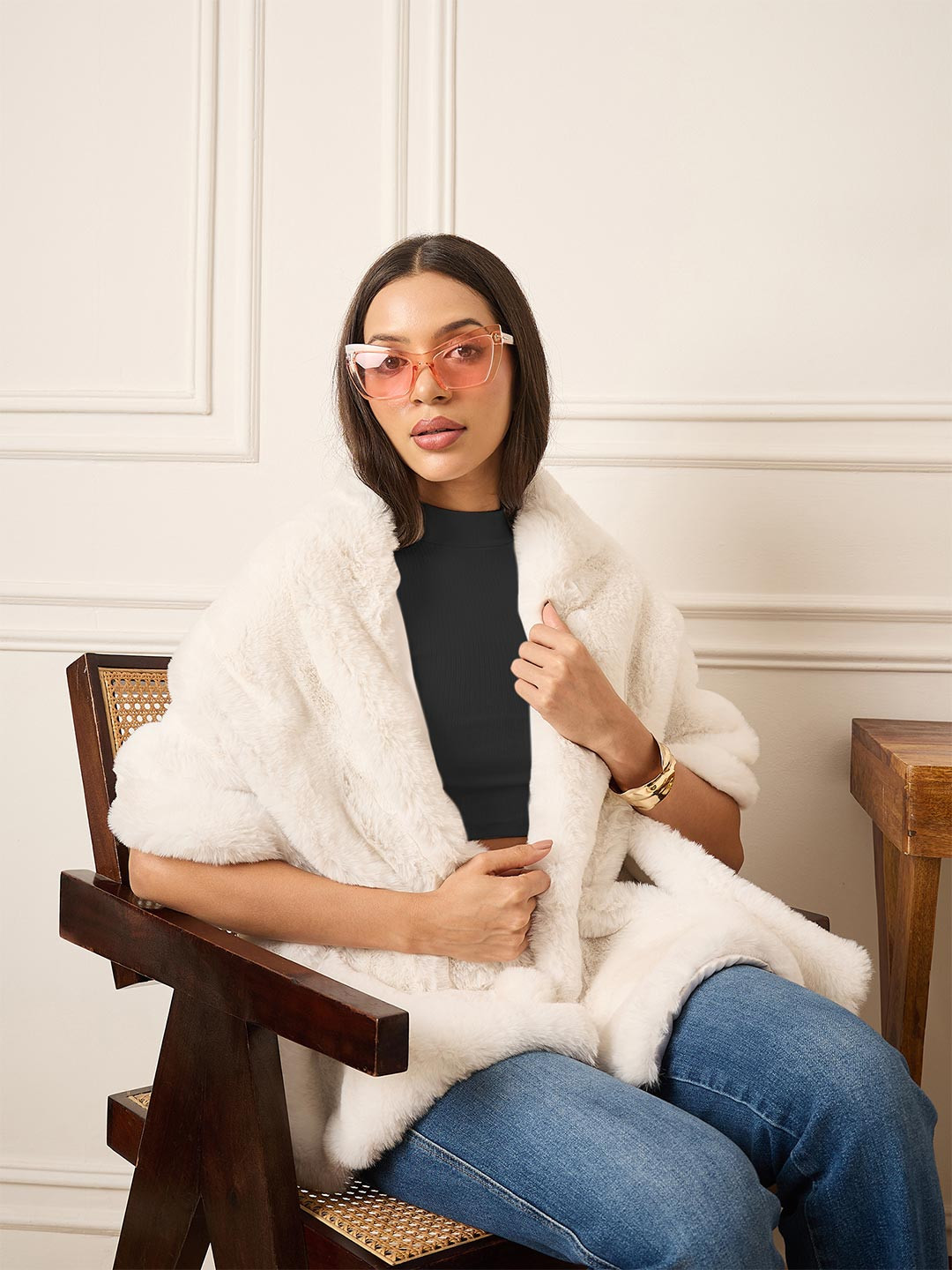 InWeave Fur Cape Acrylic Shawl