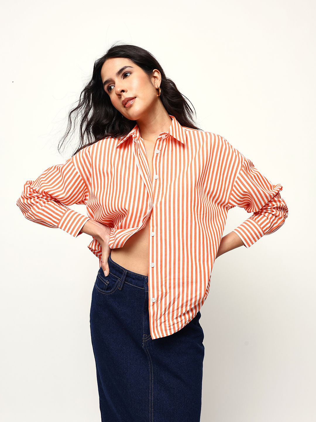 DL Woman Striped Oversized Casual Shirt