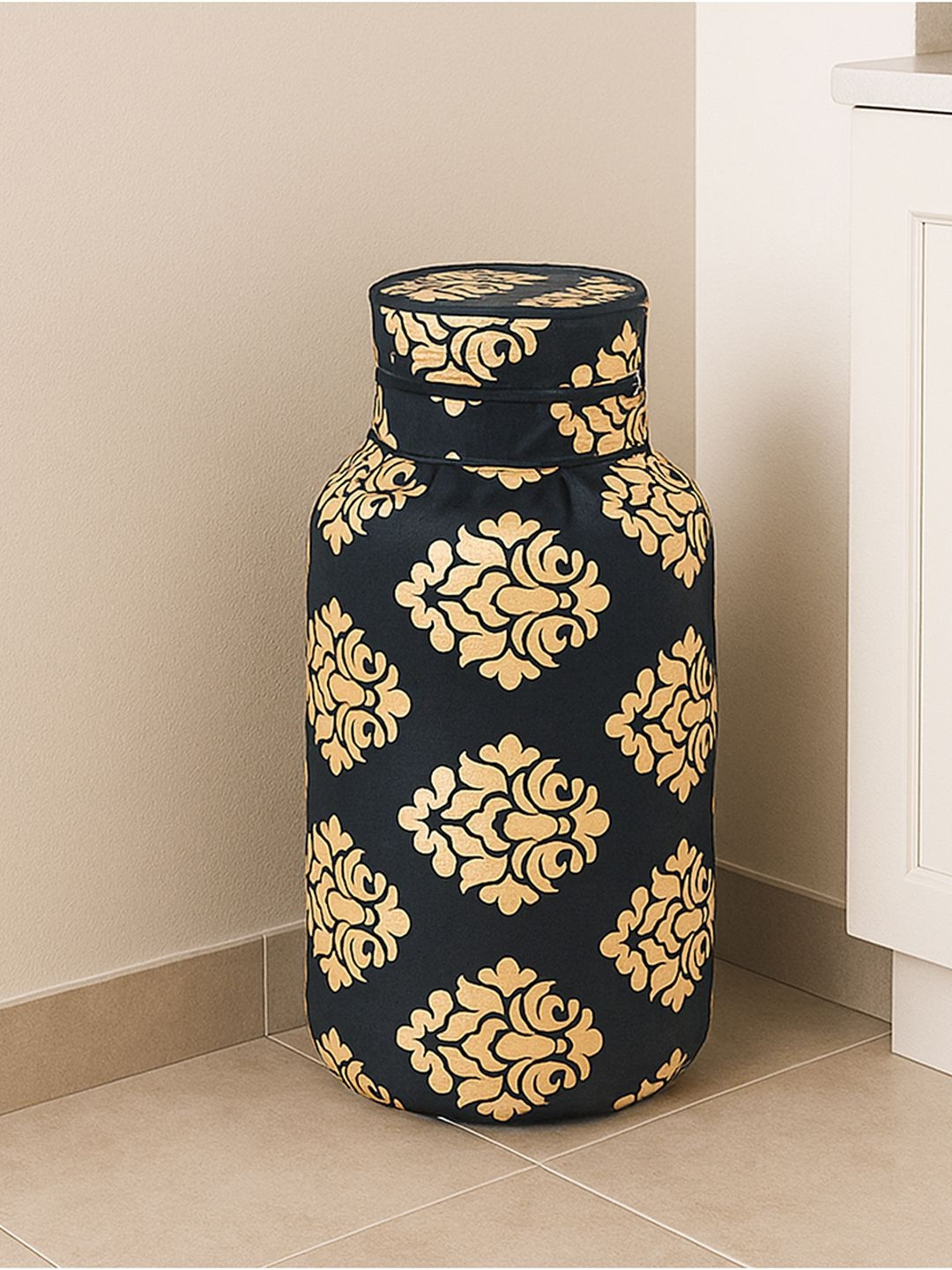 Kuber Industries Brown & Beige Printed Gas Cylinder Cover