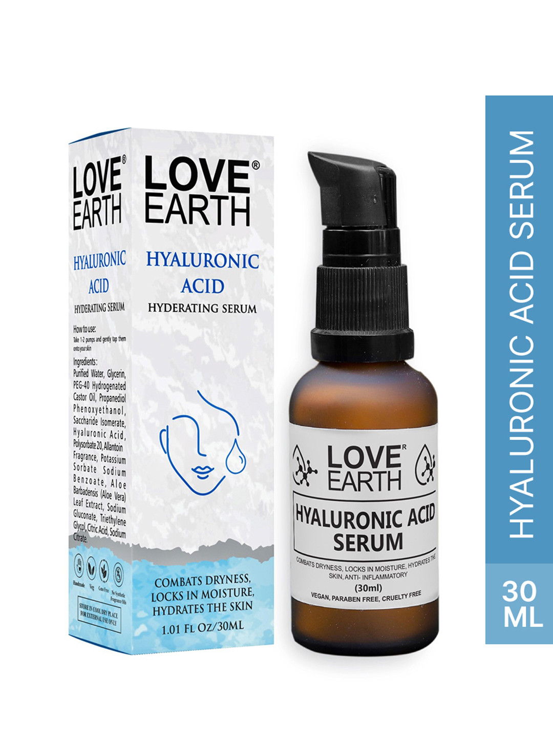 LOVE EARTH Hyaluronic Acid Serum for Nourished & Hydrated Skin - 30ml