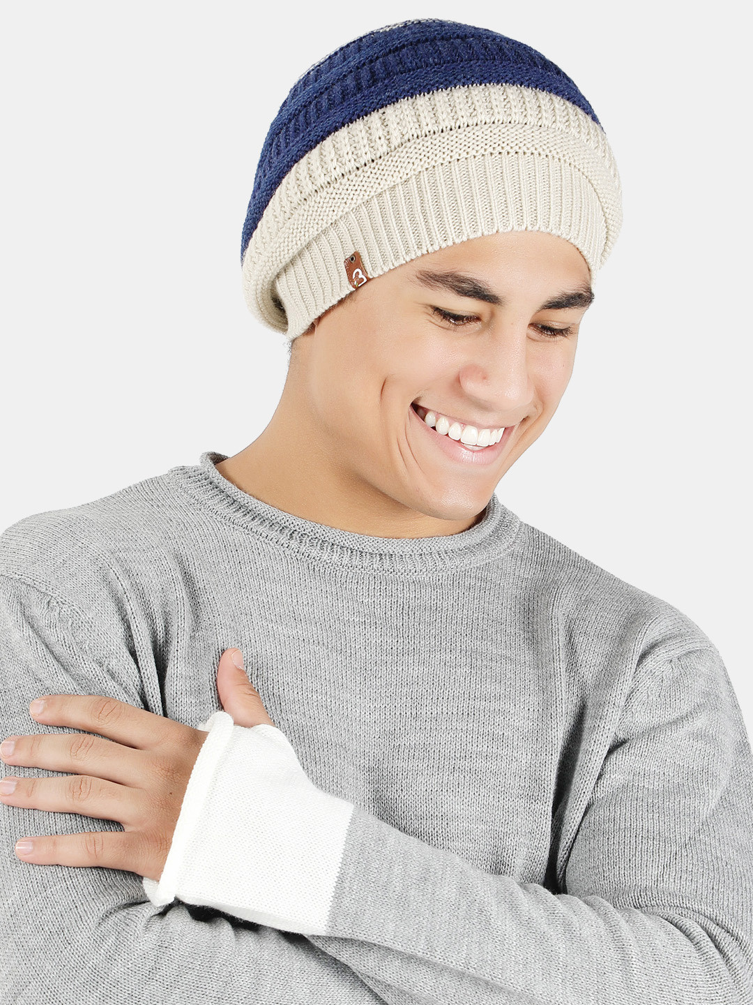 Bharatasya Men Colorblocked Acrylic Wool Beanie