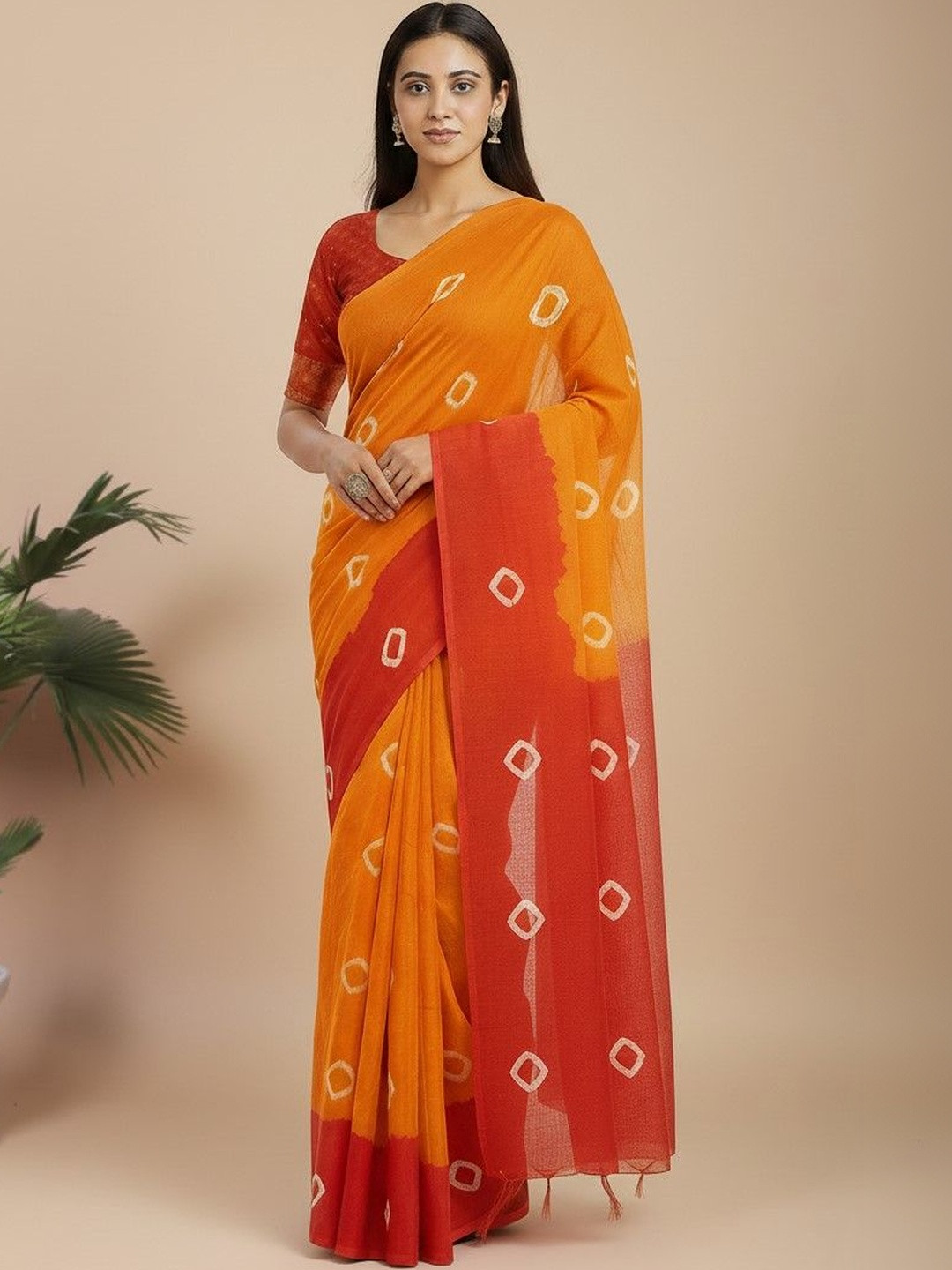 MUNGA FASHION Tie and Dye Pure Cotton Handloom Bandhani Saree
