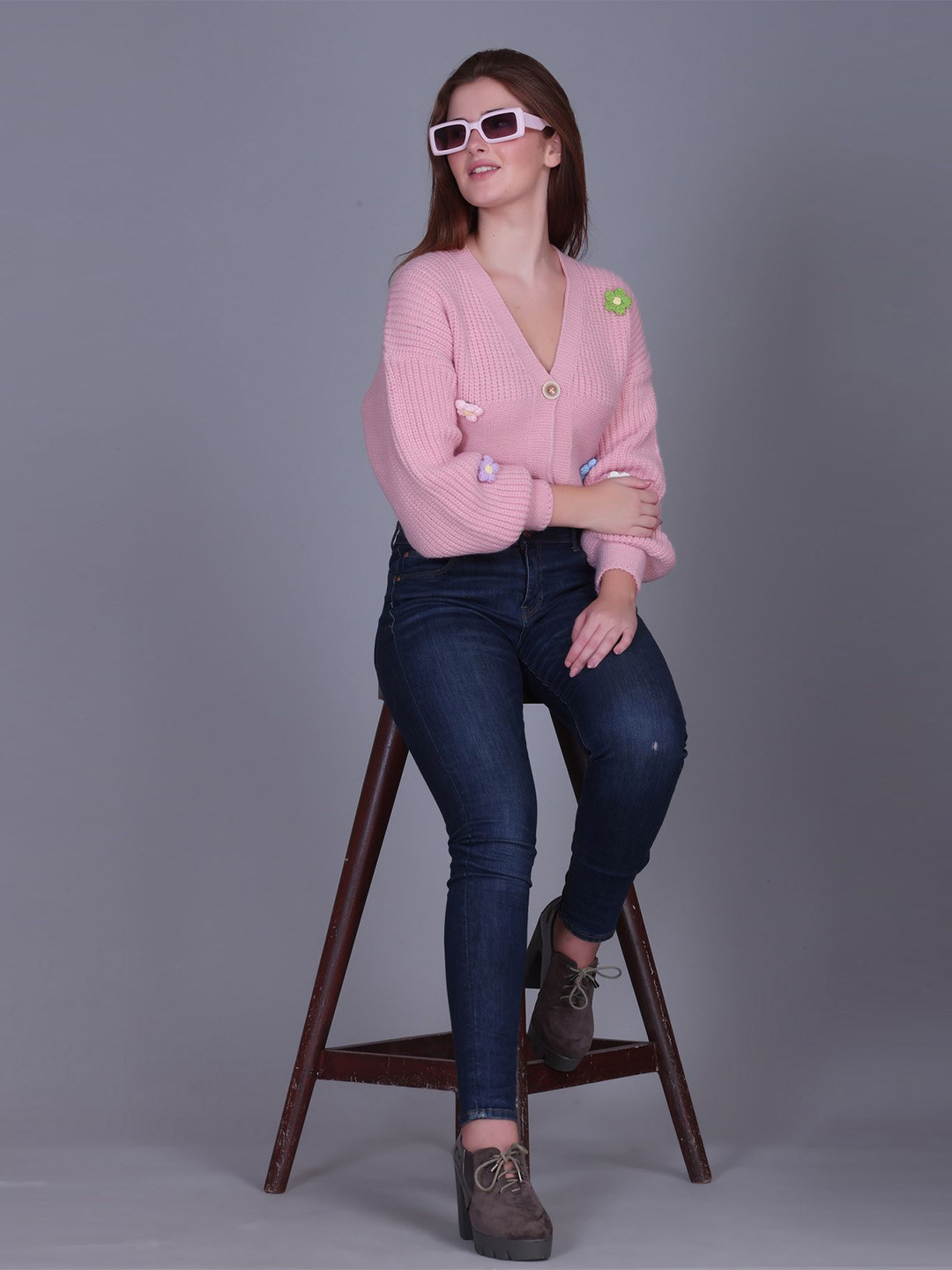 The Roadster Lifestyle Co Trendy Womens Knitted V-Neck Cardigan
