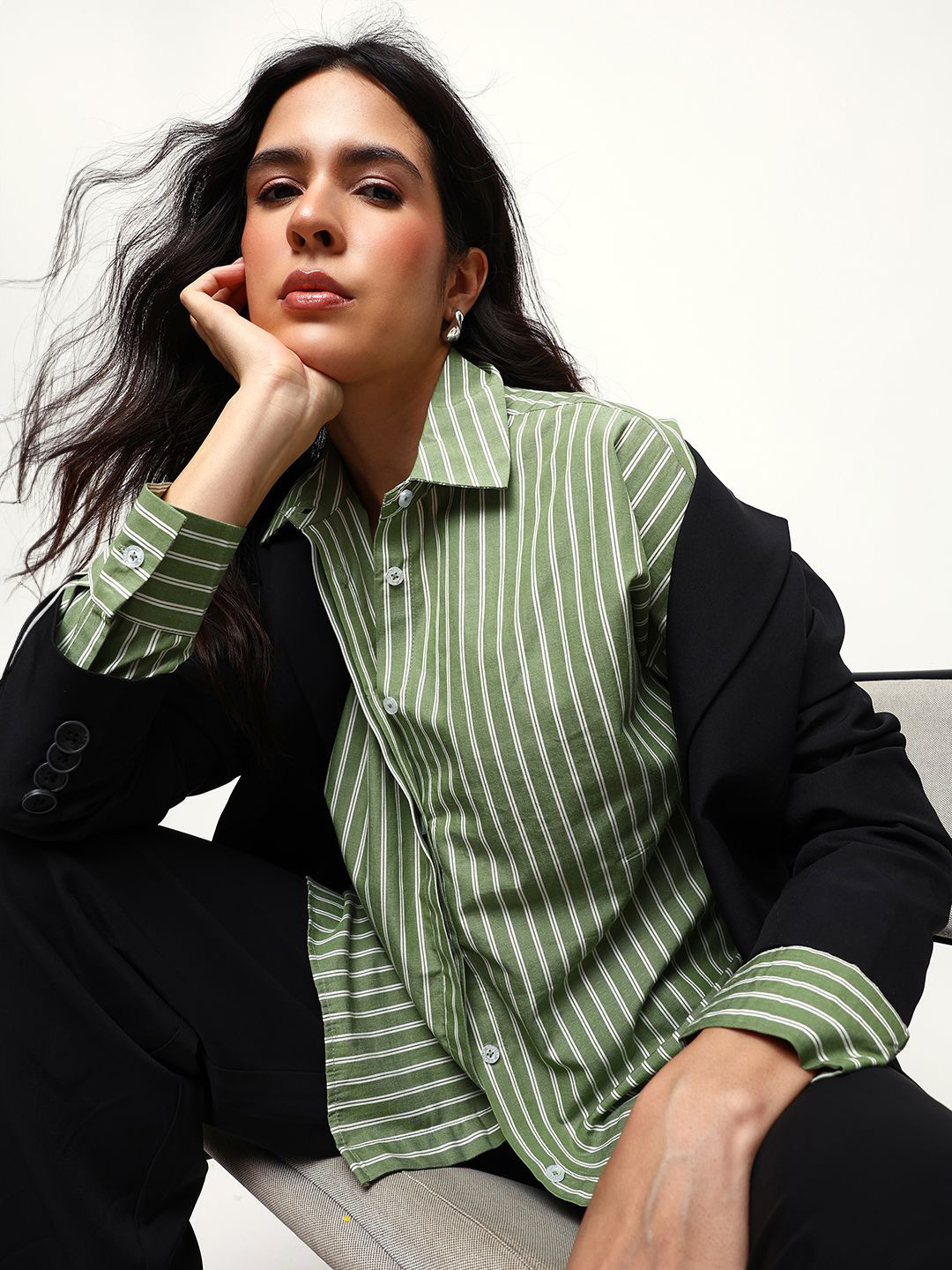DL Woman Comfort Striped Oversized Shirt