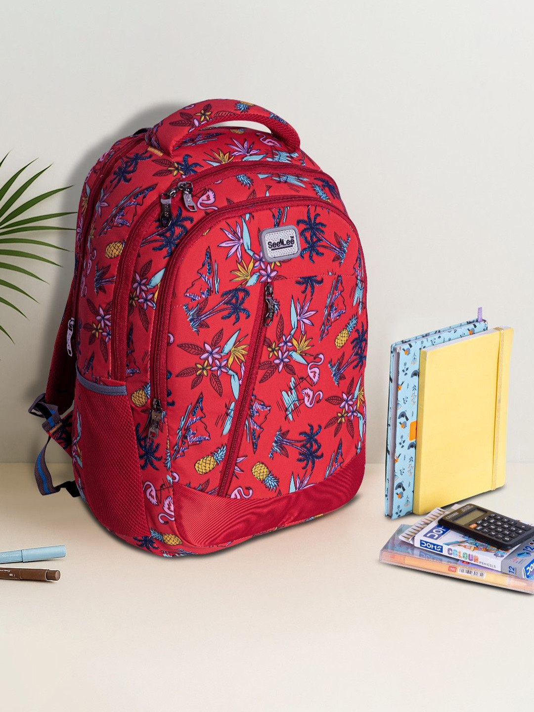 Seenlee Kids Floral Printed Backpack with Compression Straps