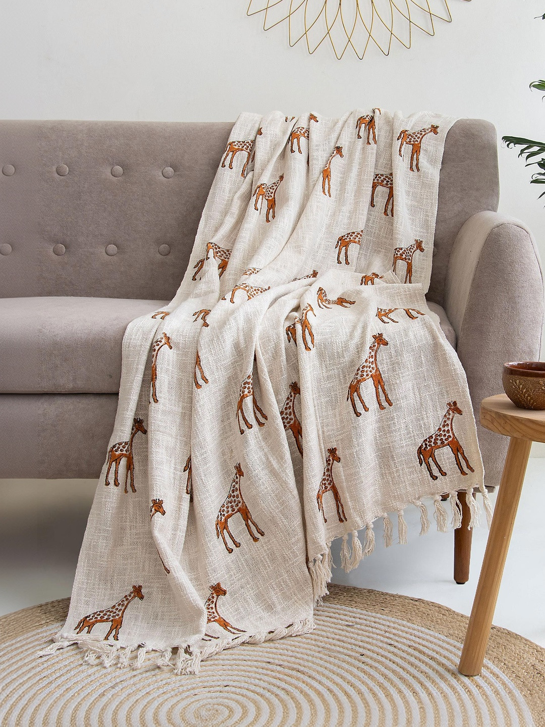 DMAASA Adults-Unisex Giraffe Printed Pure Cotton Sofa Throws