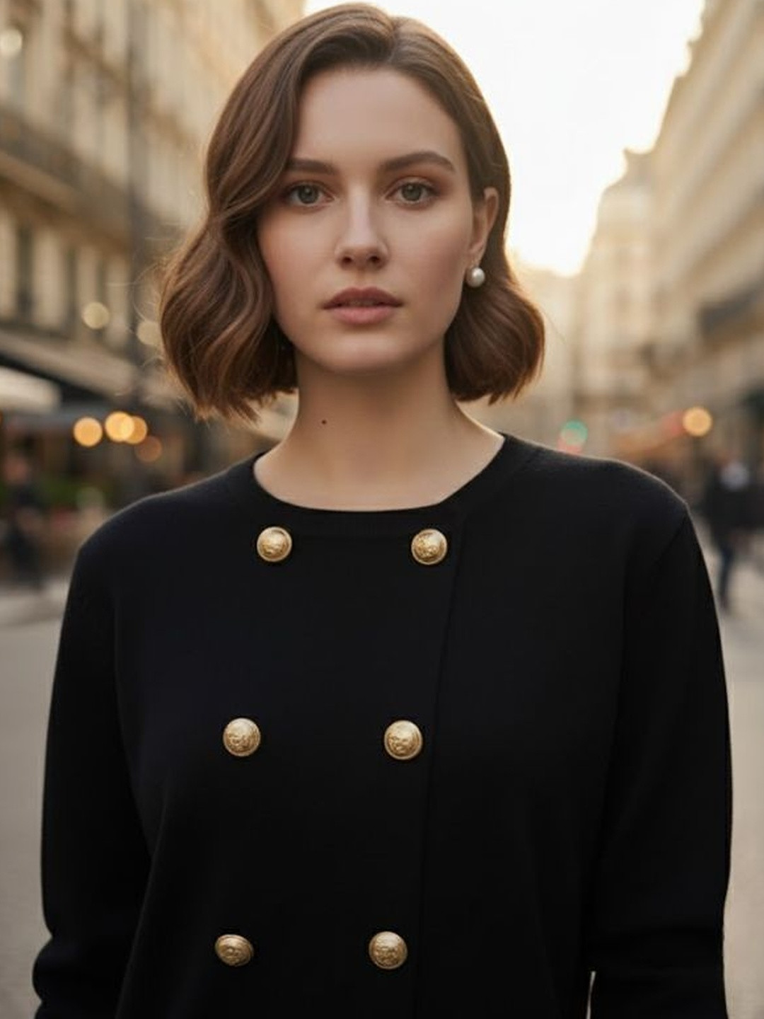 MARC LOUIS Round Neck Long Sleeves Top With Pleated Skirt Co-Ords