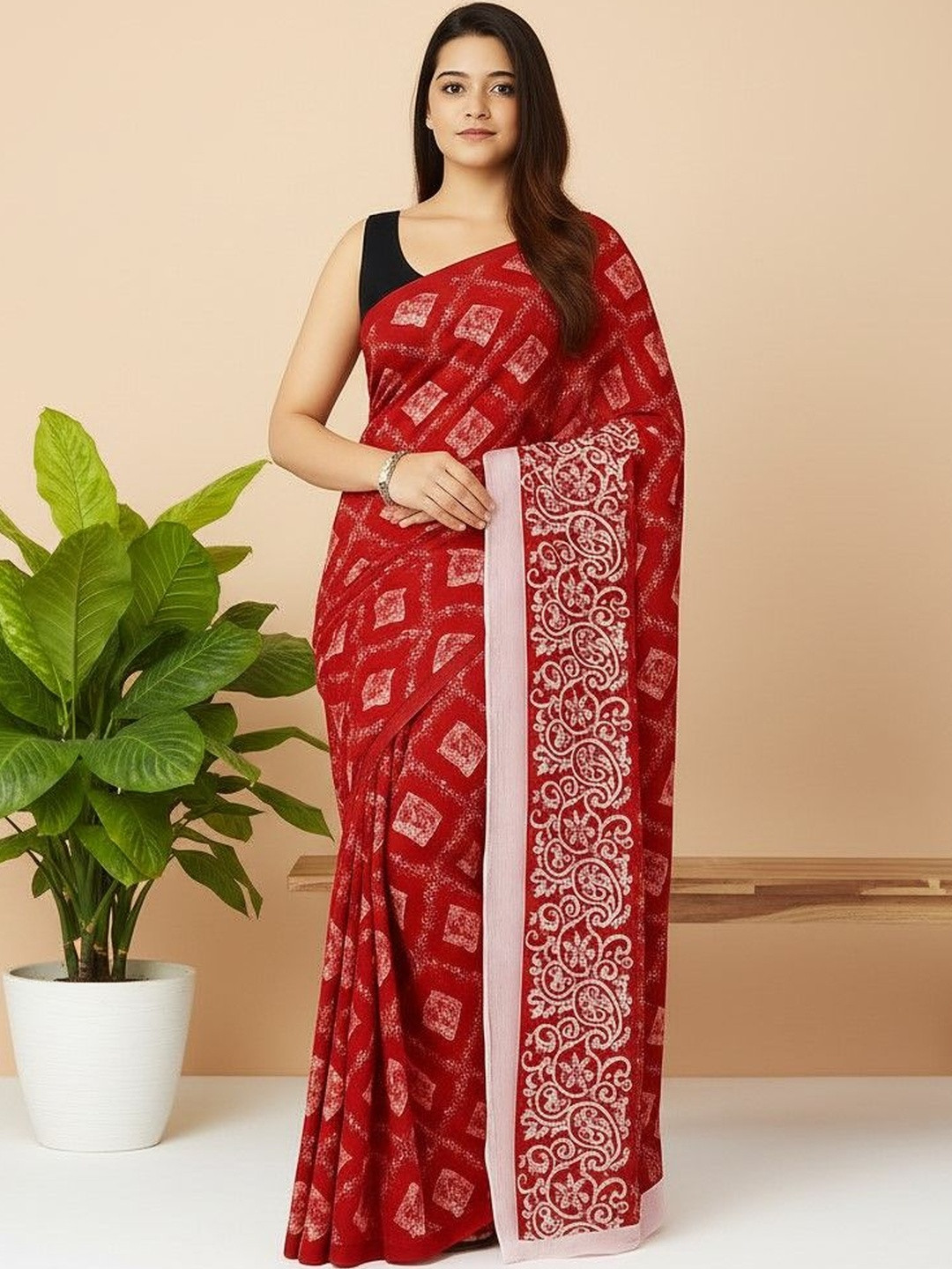 MOST Ethnic Motifs Pure Cotton Block Print Saree