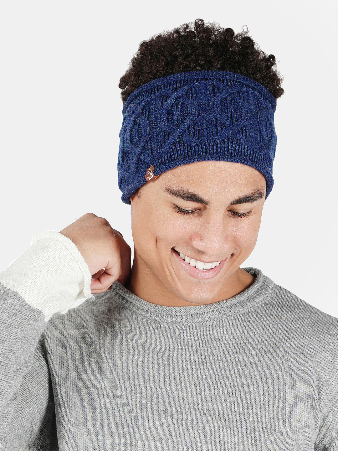 Bharatasya Men Cable Knit Woolen Earwarmer Headband