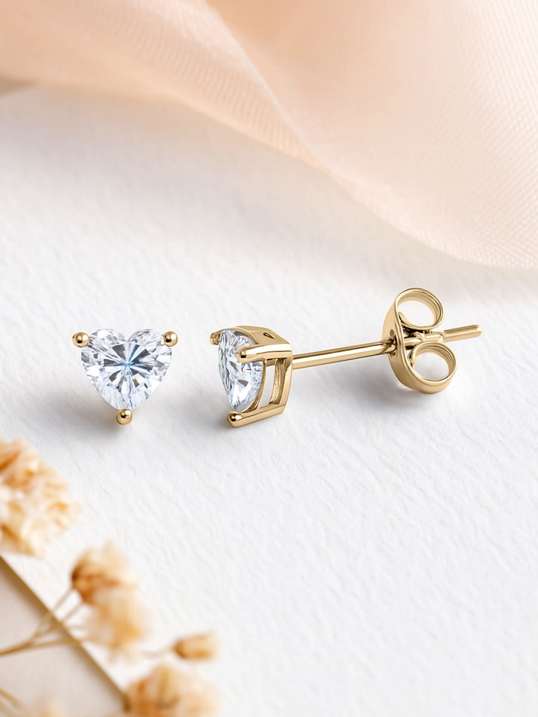 Ornate Jewels Heart Shaped Studs Earrings