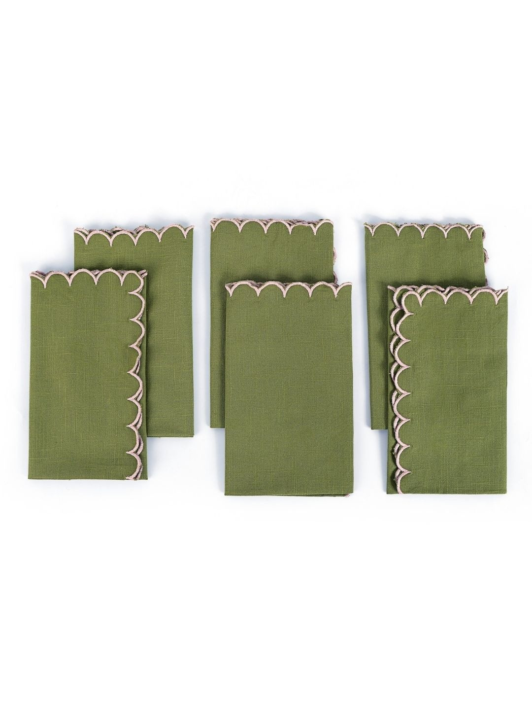 fingercraft Unisex 6-Pcs Olive Green Scallop Table Napkin