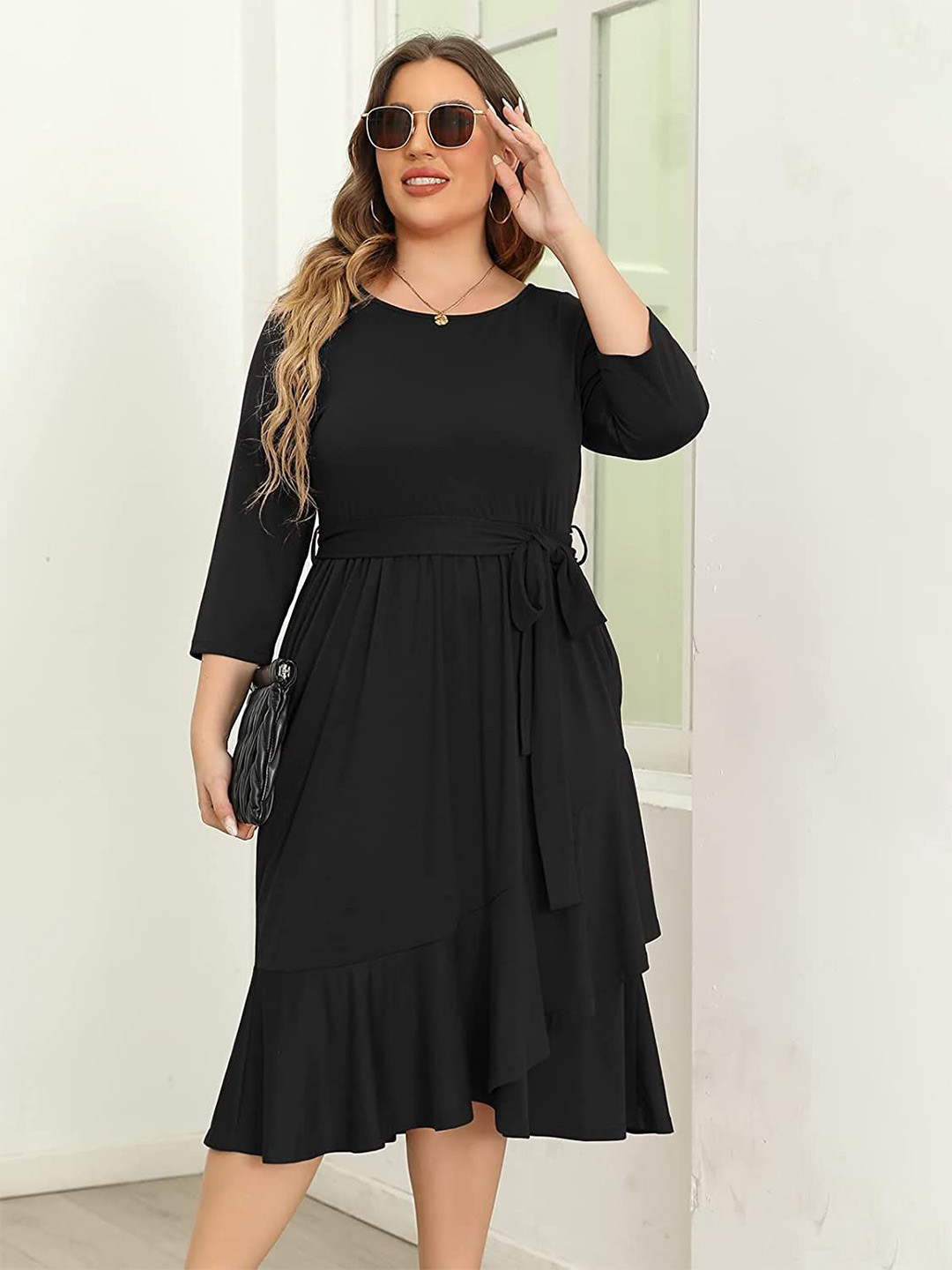 TASHVIKA'S Ruffled A-Line Midi Dress