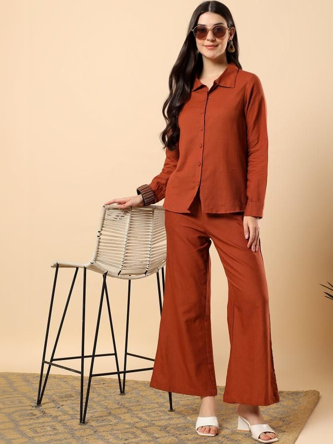 Angkor Shirt-Collared Full-Sleeved Shirt With Trouser Co-Ords