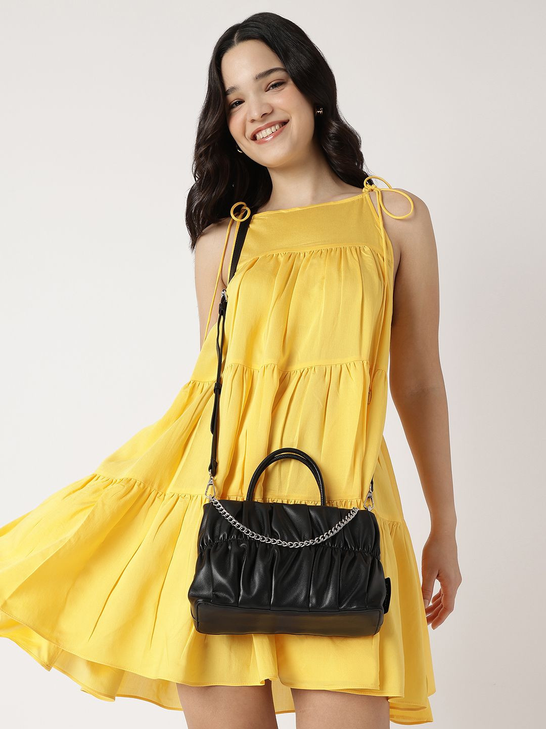 Fastrack Gathered Faux Leather Satchel