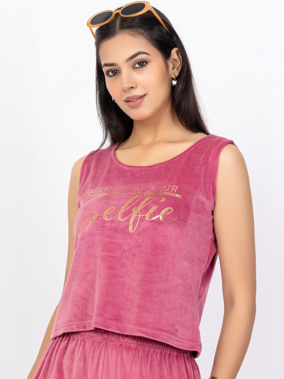 D-LINE Print Velvet Crop Top