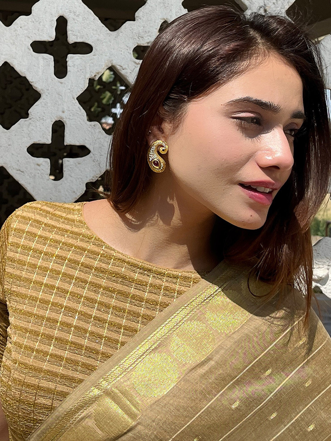 Bindigasm's Advi Striped Boat Neck Stretchable Saree Blouse