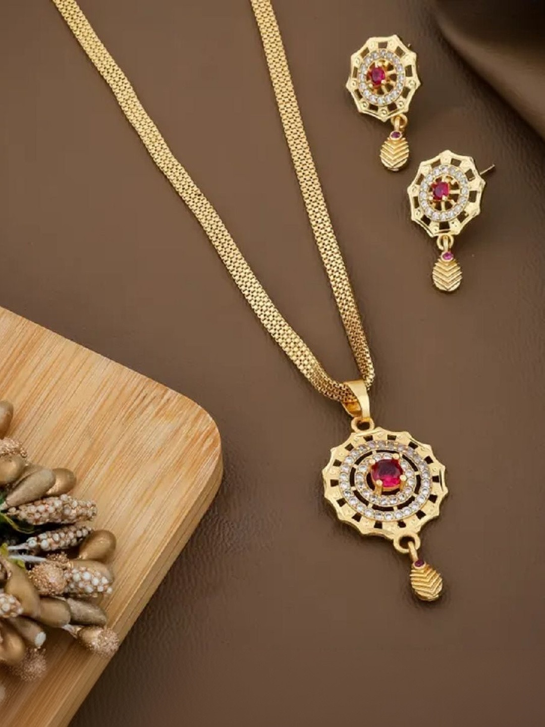 Anouk Micro Gold-Plated American Diamond-Studded Jewellery Set