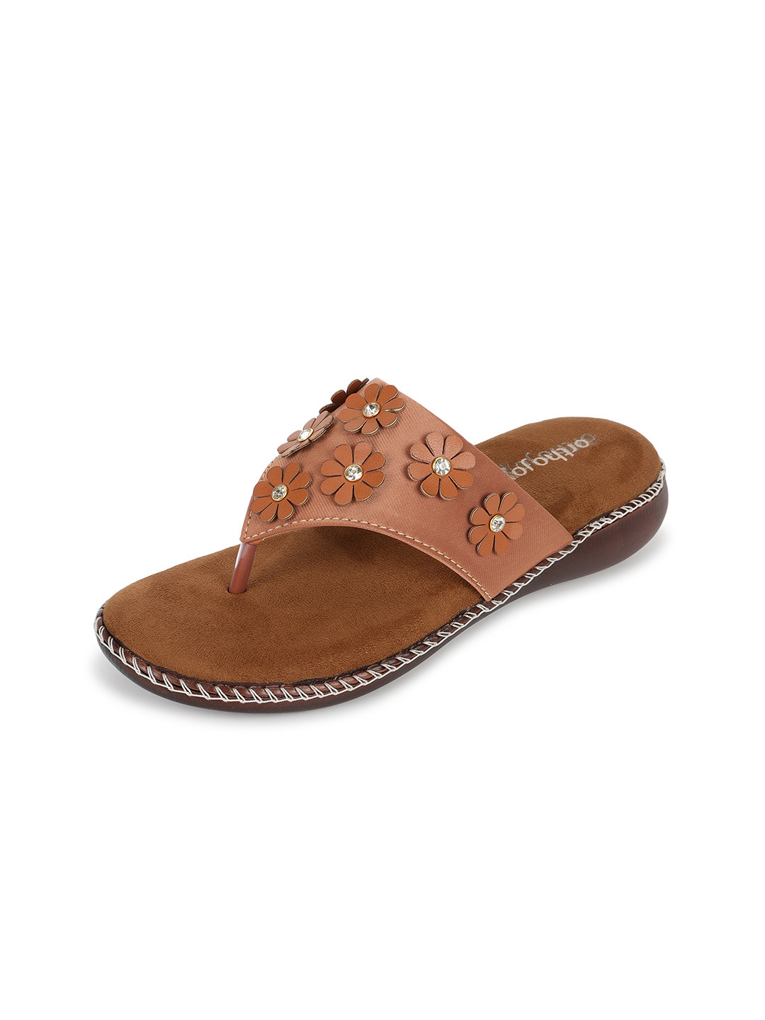 ORTHO JOY Women Brown Flip Flops