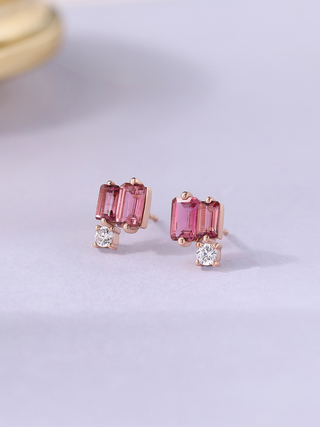 Ornate Jewels 925 Silver 18k Rose Gold Plated Natural Pink tourmaline Shades Earring