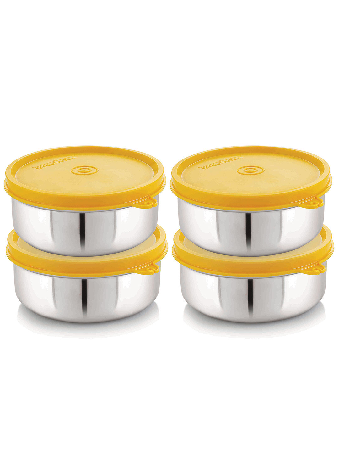 STEELLOCK Yellow & Silver-Toned Stainless Steel Airtight Lunch Box-500 ml