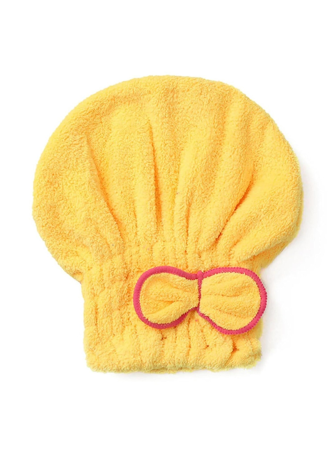 AUGEN Yellow Microfiber Fabric Bow Hair Towel