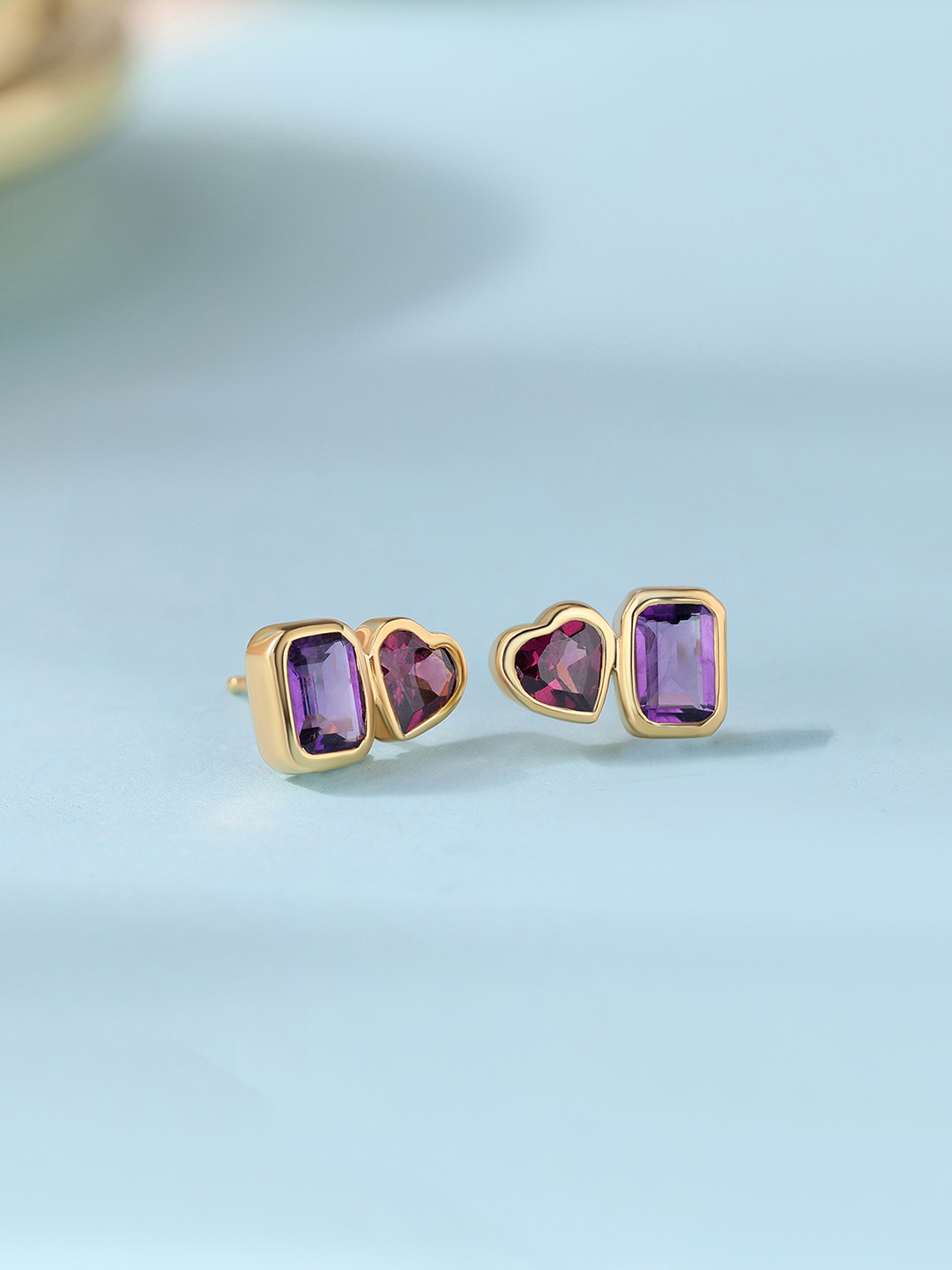 Ornate Jewels 925 Silver 18k Gold Plated Natural Rhodolite Toi Et Moi Earring