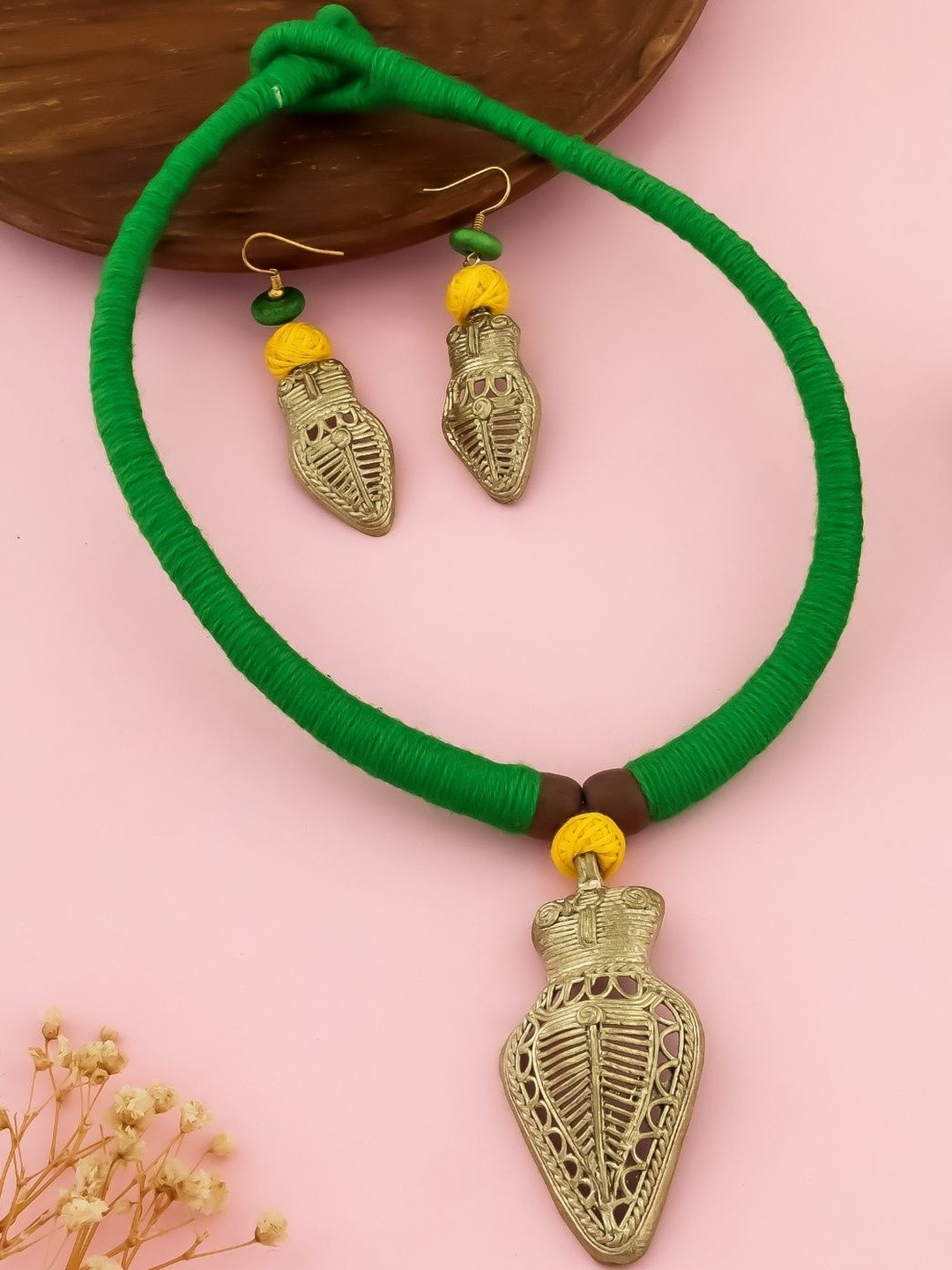 THE NAKHRA STORE Dokra Tribal Jewellery With Thread Brass Ethnic Necklace