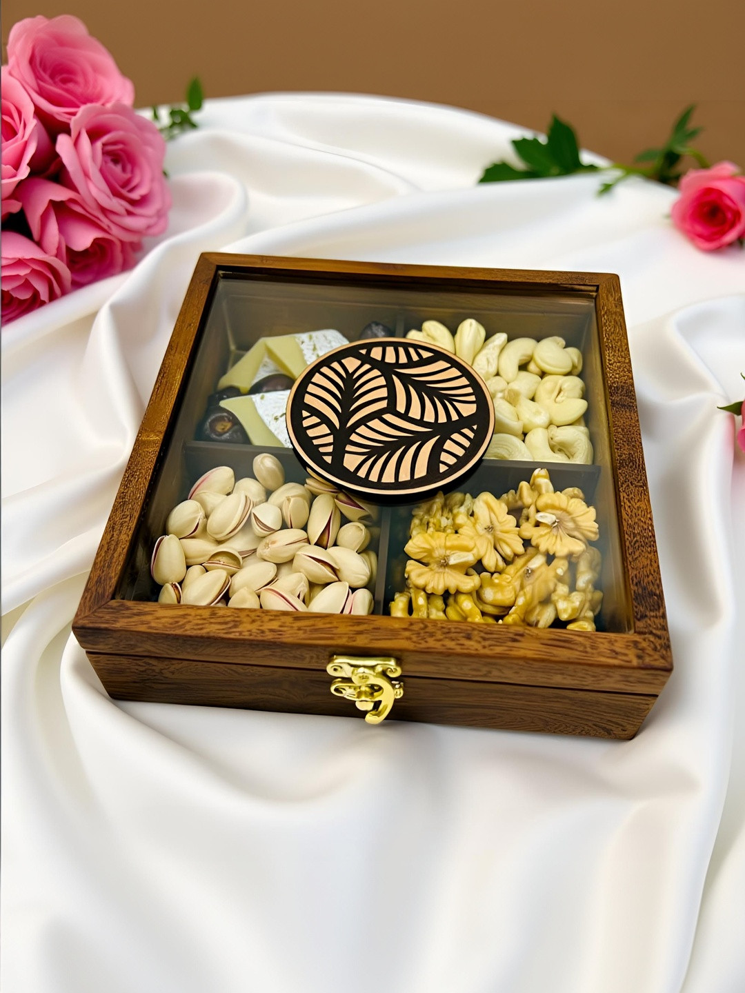 Angira handicrafts Brown 4 Section Box