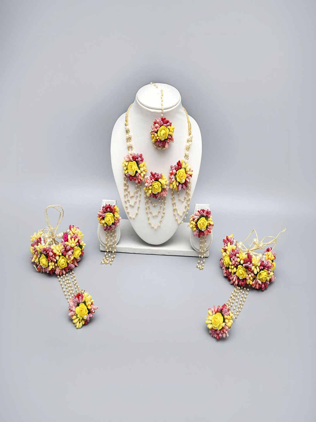 Flosaira Bridal Happy Rose Flower Jewellery Set