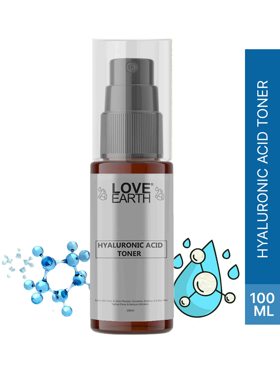 LOVE EARTH Hyaluronic Acid Toner With Grape Seed Extract & Hyaluronic Acid - 100ml