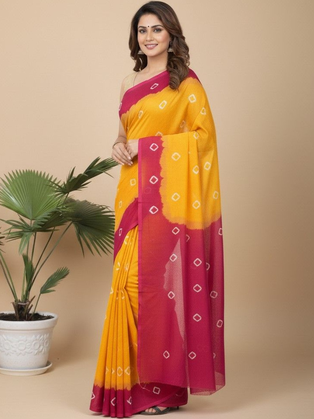 BANARASI WALA Bandhani Pure Cotton Handloom Bandhani Saree