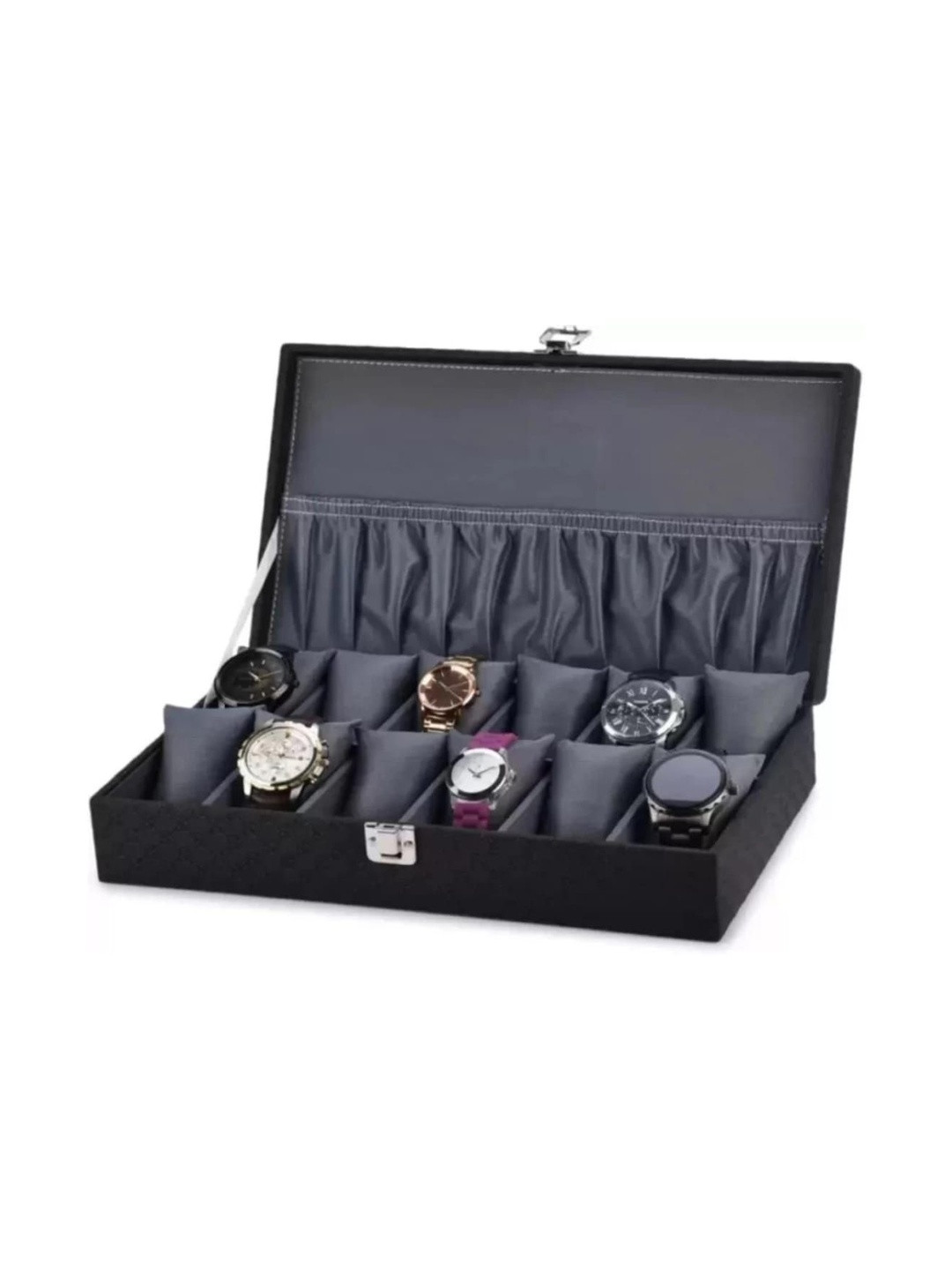 WATCHHUT Black 12 Slots Watch Box Organizer
