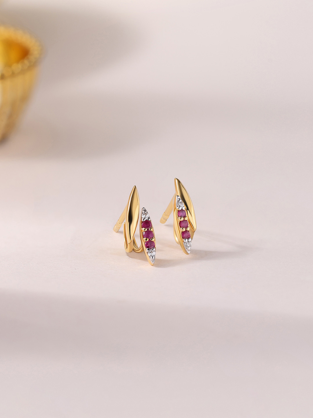 Ornate Jewels 925 Silver 18k Gold Plated Natural Thai Ruby Precious Studs Earring