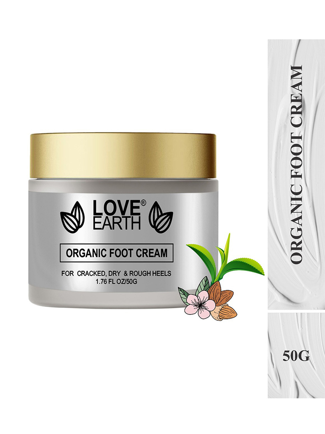 LOVE EARTH Organic Foot Cream for Cracked, Dry & Rough Heels - 50 g