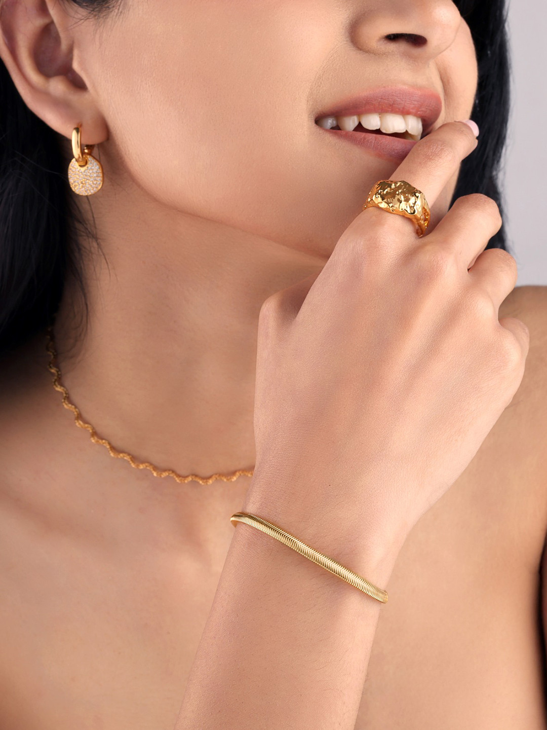 Sucra 14Kt Real Gold Plated Serpentine Bracelet