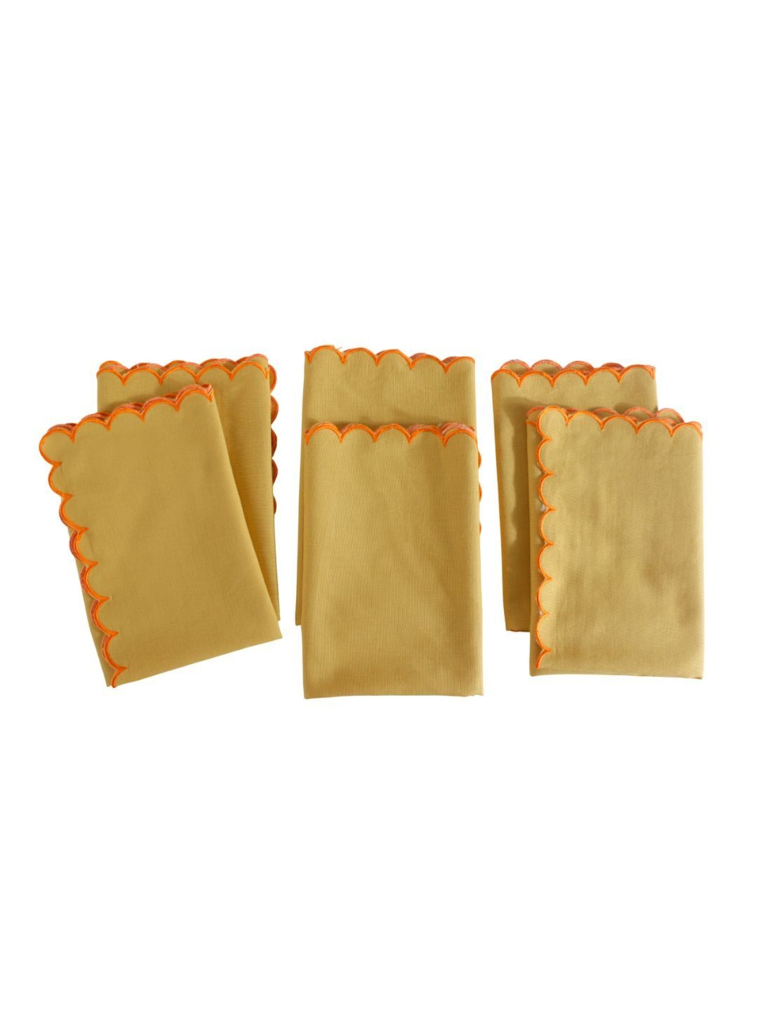 fingercraft Set Of 6 Yellow Scallop Table Napkin