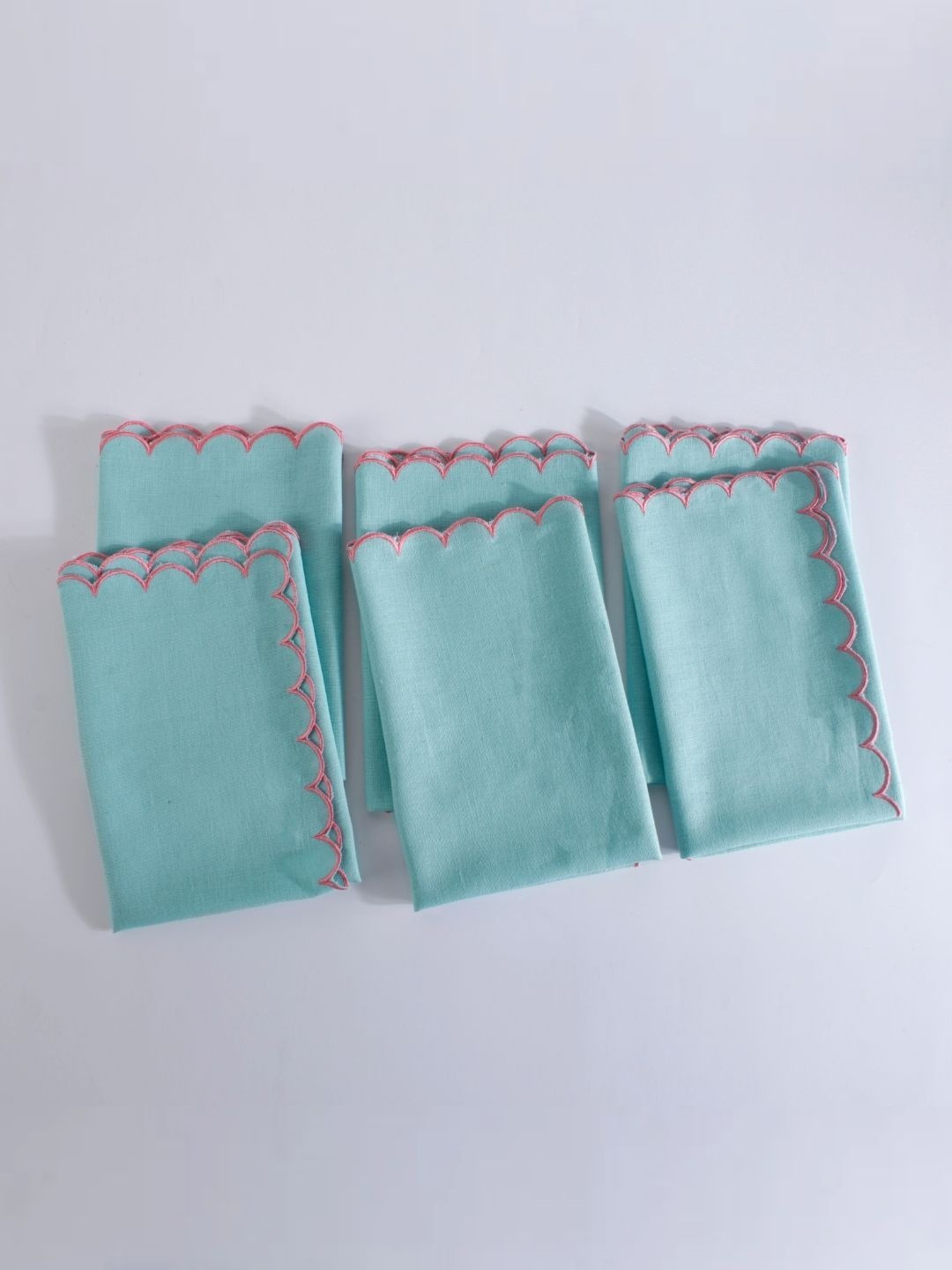 fingercraft Set of 6 Blue Scallop Table Napkin