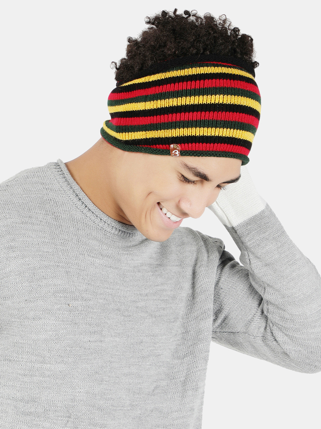 Bharatasya Men Striped Wool Chill Wrap Headband