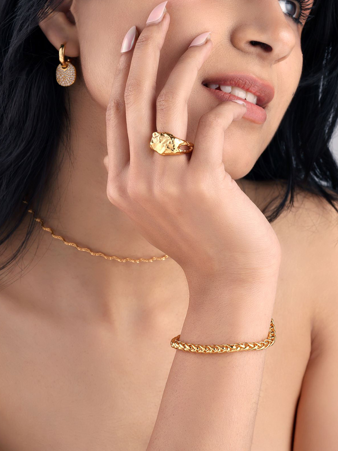 Sucra 14Kt Real Gold Plated Titan Link Chain Bracelet