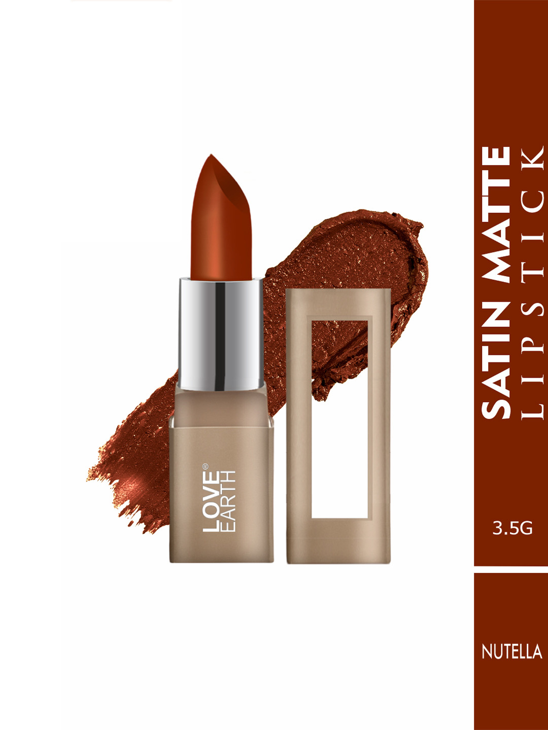 LOVE EARTH Satin Matte Lipstick with Almond Oil & Vitamin E - 3.5 g  Nutella