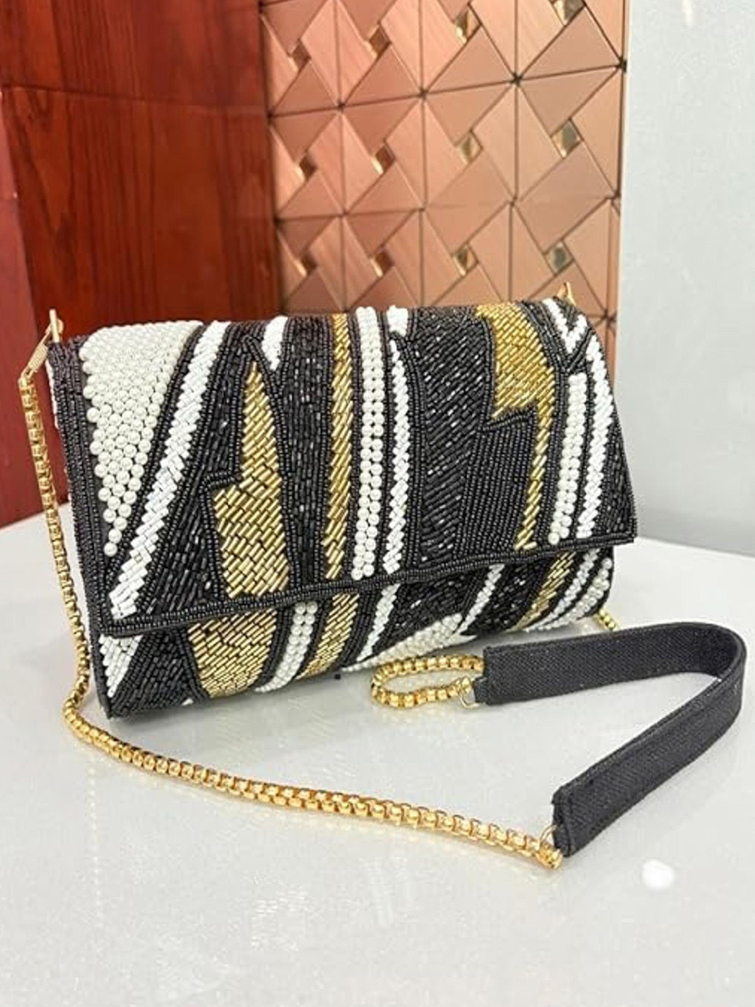 SKIMMER Women Embroidered Beaded Purse Clutch