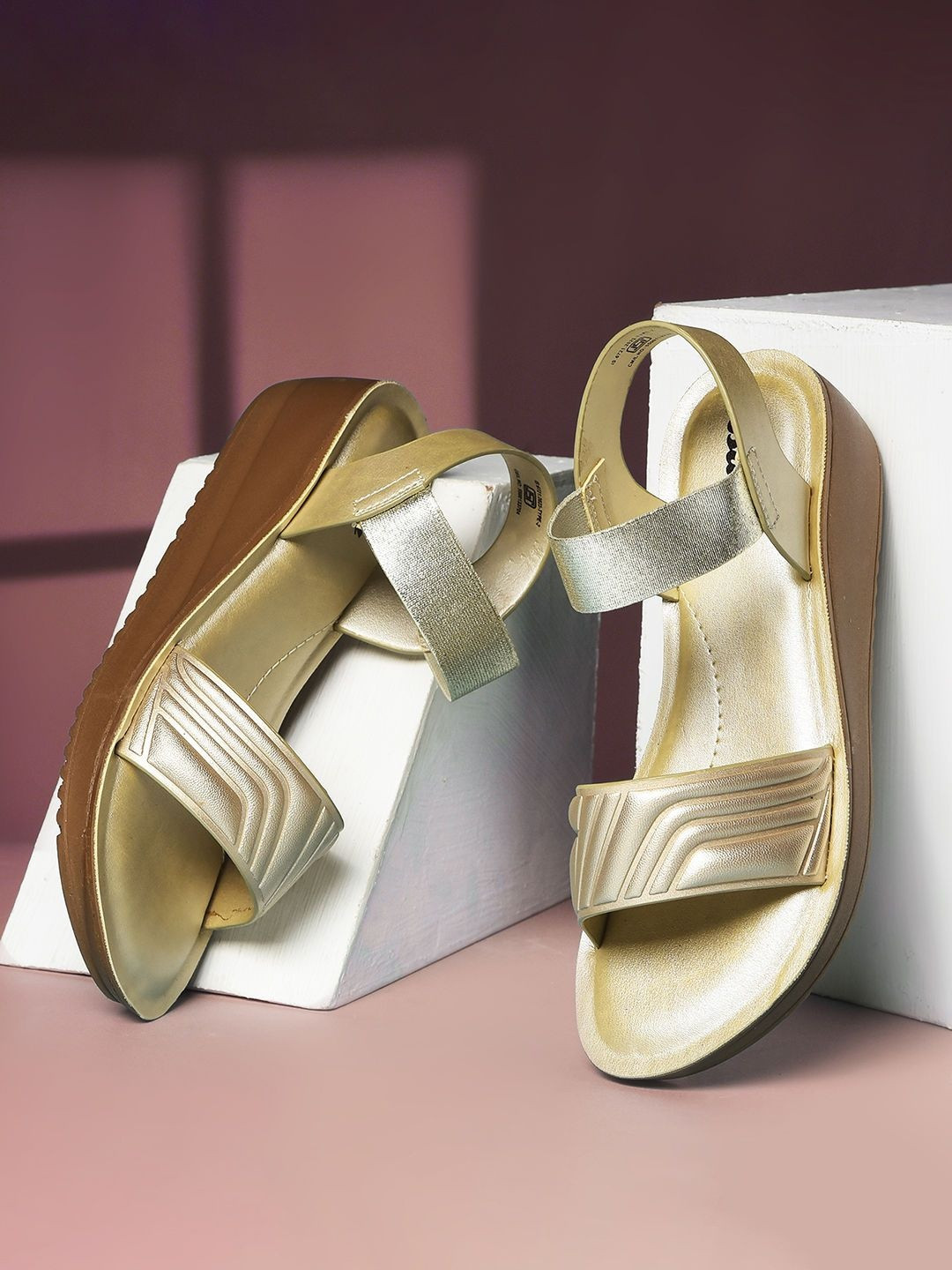 Bata Textured PU Wedge Sandals